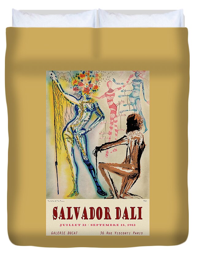 Dali Duvet Cover featuring the photograph Salvador Dali Exhibition 1980 by Andrew Fare