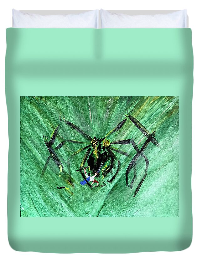 Sam Duvet Cover featuring the painting Sam and Shelob 2 by Bethany Beeler