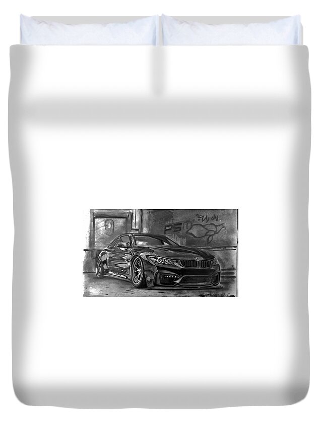 My Drawing Of This Award Winning Bmw Beautiful Serpent Duvet Cover featuring the drawing @sam4ari by K R
