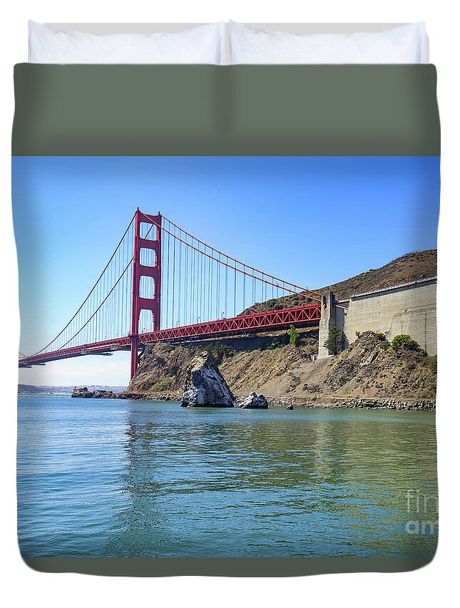 Wingsdomain Duvet Cover featuring the photograph San Francisco Golden Gate Bridge Viewed From Marin County Side DSC7078 by Wingsdomain Art and Photography
