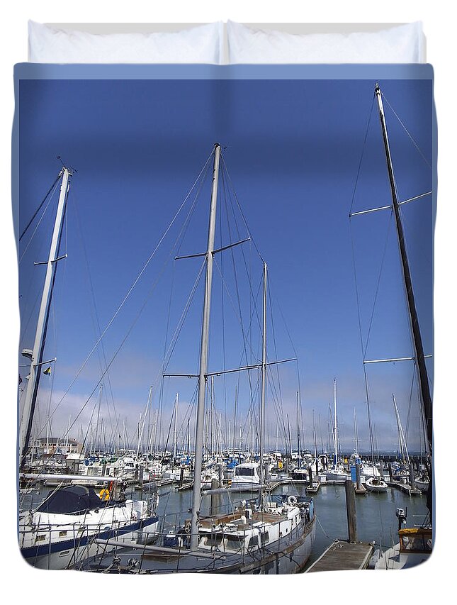  Duvet Cover featuring the photograph San Francisco Marina by Heather E Harman