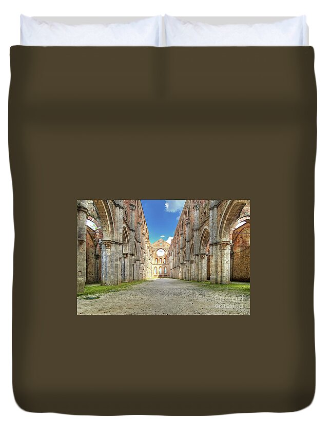 Church Duvet Cover featuring the photograph San Galgano Abbey - Tuscany - Italy by Paolo Signorini