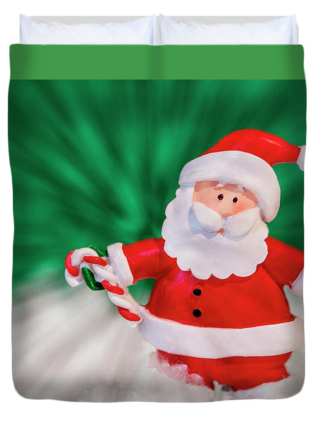 Christmas Duvet Cover featuring the photograph Santa Northern Lights by LeeAnn McLaneGoetz McLaneGoetzStudioLLCcom