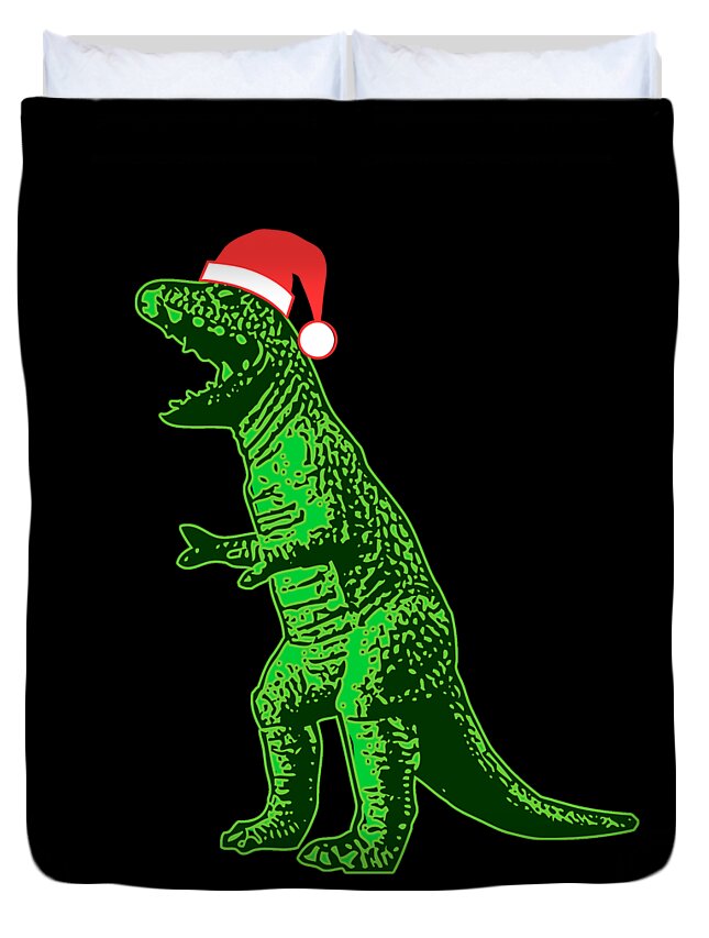 Christmas 2023 Duvet Cover featuring the digital art Santasaurus by Flippin Sweet Gear