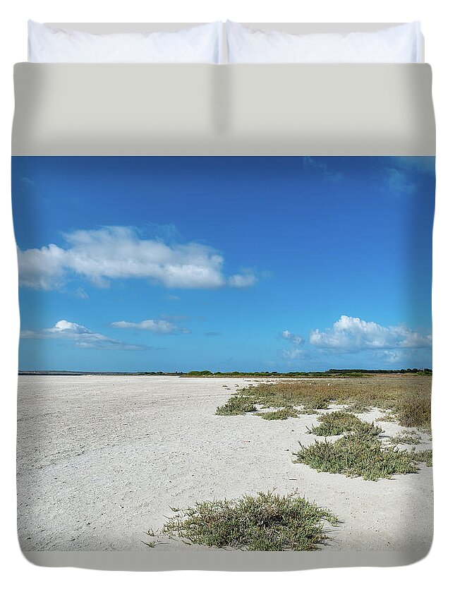 Landscape Duvet Cover featuring the photograph Sardinia's Hidden Gem - The Dry Lakebed of Sale 'e Porcus by Benoit Bruchez