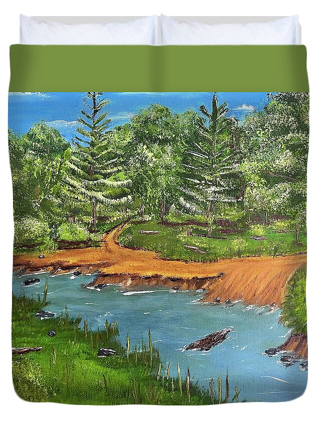 Oil Duvet Cover featuring the painting Sauble Memories by Lisa White