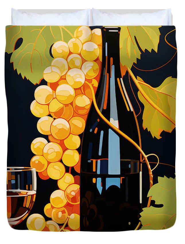 Grapes Duvet Cover featuring the painting Sauvignon Blanc Art by Lourry Legarde