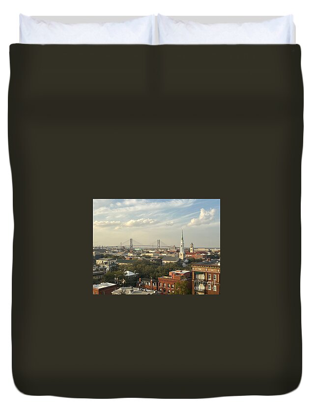 Savannah Duvet Cover featuring the photograph Savannah Skyline by Barbara Von Pagel