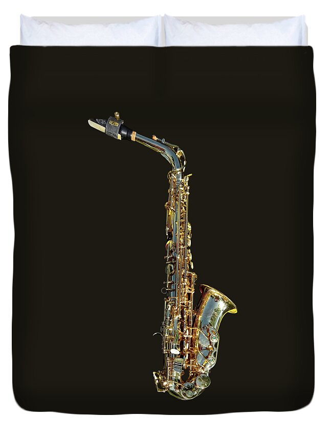 Saxophone Duvet Cover featuring the photograph Saxophone by Susan Savad