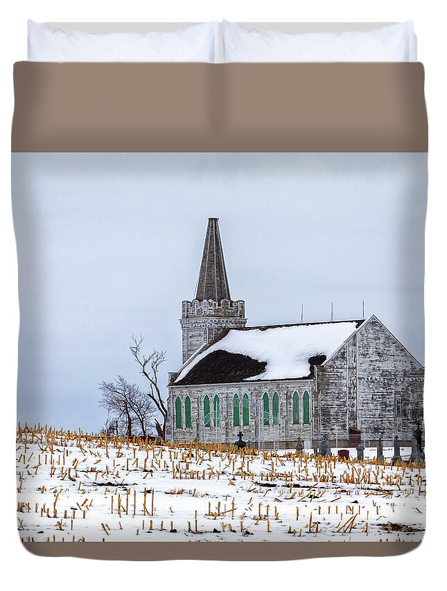 Church Duvet Cover featuring the photograph Saying Goodbye to the Old Wilson Chruch by Susan Rissi Tregoning
