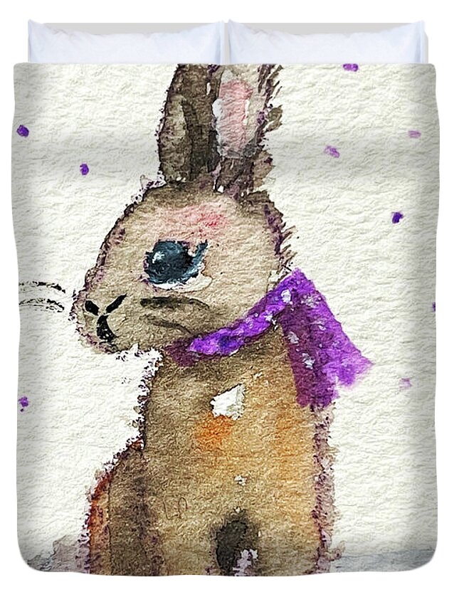 Drunk Bunny Duvet Cover featuring the painting Scarf Bunny by Roxy Rich