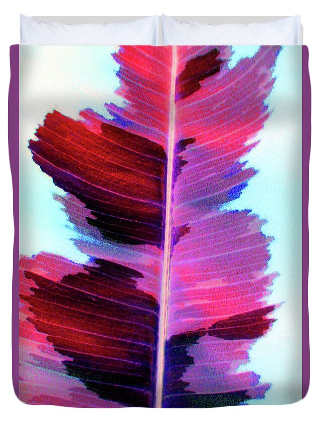 Scarlett Duvet Cover featuring the photograph Rubber Leaf Scarlett by Carolyn Stagger Cokley