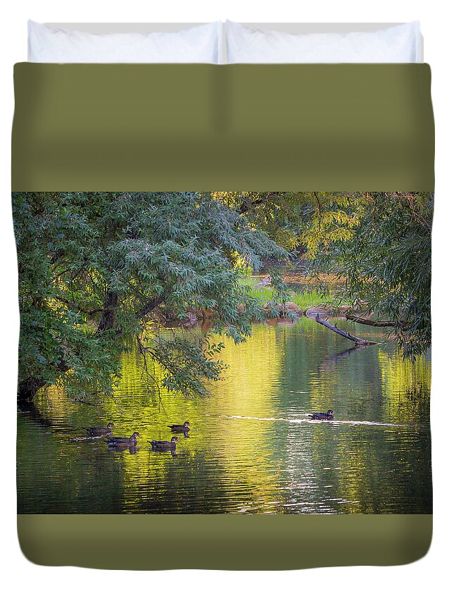 Mark Mille Duvet Cover featuring the photograph Scenic Pond by Mark Mille
