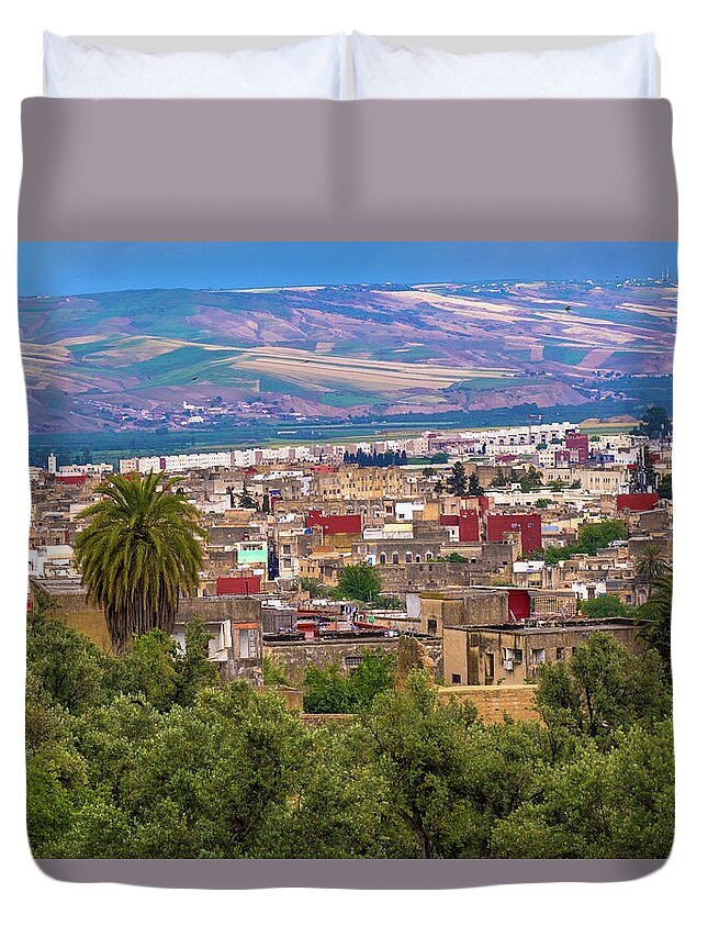 Africa Duvet Cover featuring the photograph Scenic view of Fez by Arj Munoz