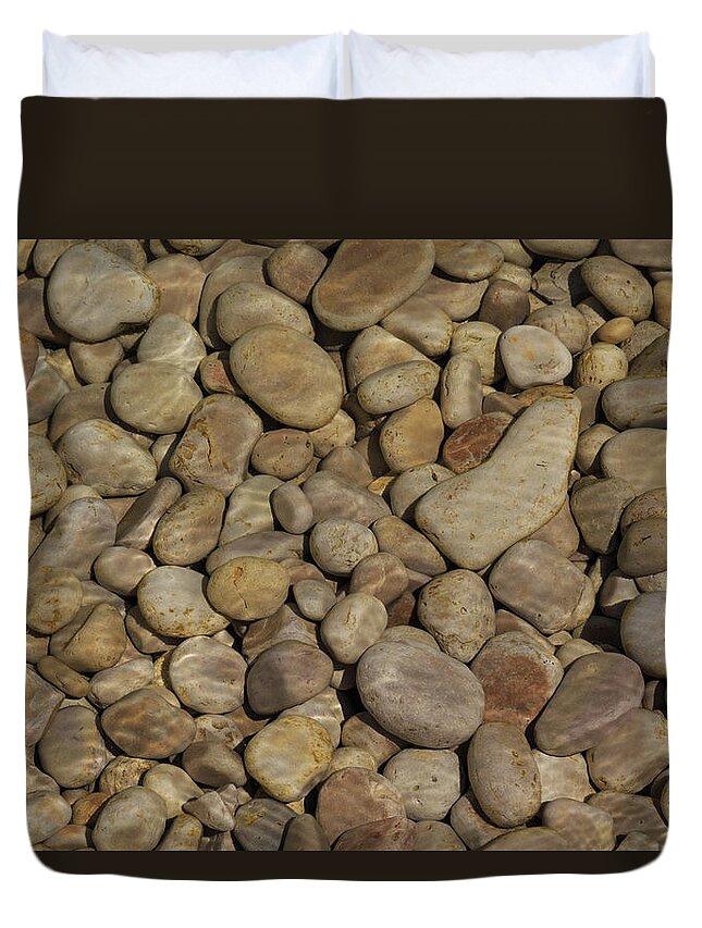 Door County Duvet Cover featuring the photograph Schoolhouse Beach Pebbles by Paul Schultz