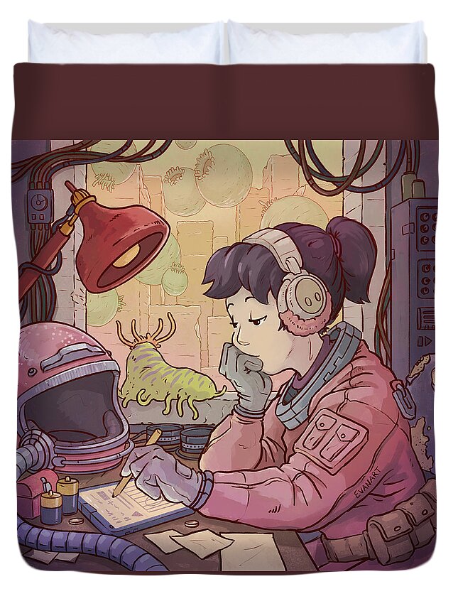 Science Fiction Duvet Cover featuring the digital art Scifi Beats To Relax/study To by EvanArt - Evan Miller