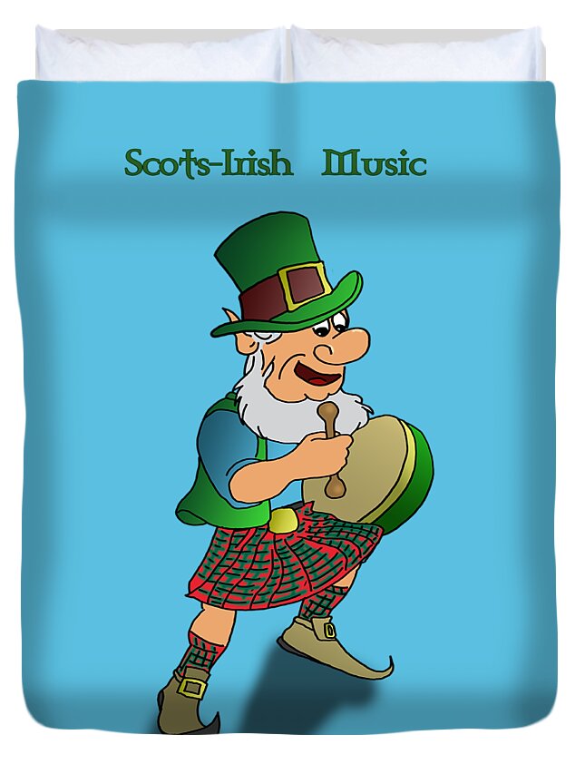 Scotland Duvet Cover featuring the digital art Scots Irish Music by John Haldane