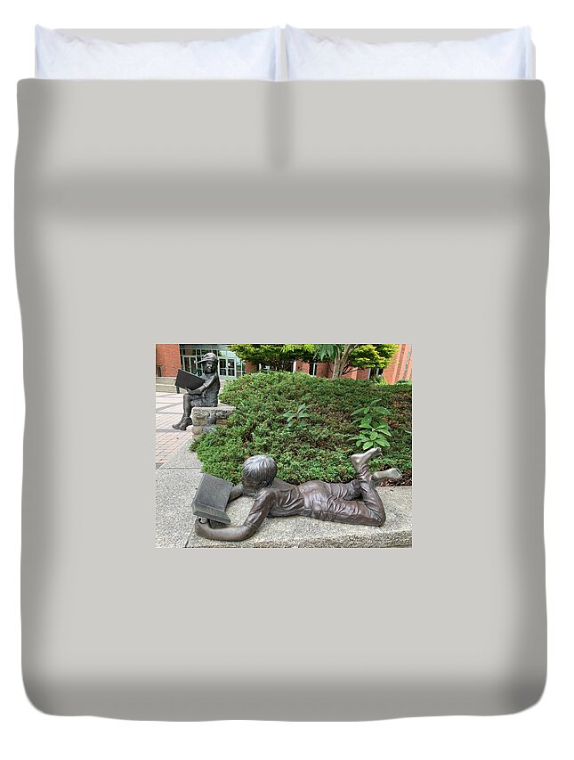Sculpture Duvet Cover featuring the photograph Sculpture at App State by Lee Darnell