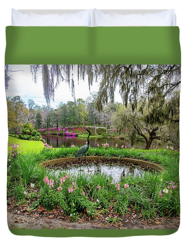Middleton Place Plantation Duvet Cover featuring the photograph Sculpture Garden in Spring by Cindy Robinson
