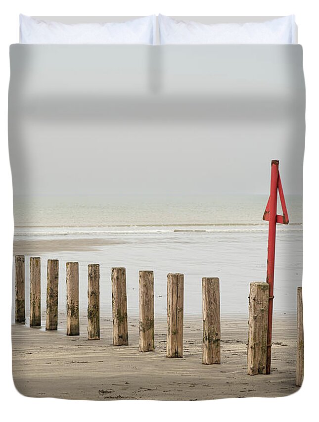 Newport Duvet Cover featuring the photograph Sea groynes by Average Images