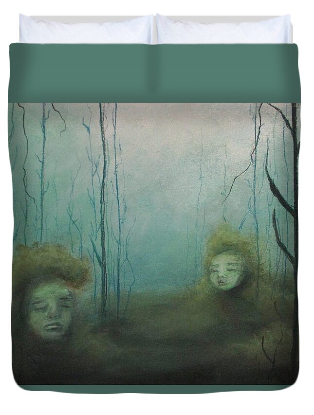 Sea Duvet Cover featuring the pastel Sea Mourning by Jen Shearer