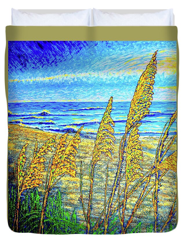 Sea Duvet Cover featuring the painting Sea Oat,dual #1 by Viktor Lazarev