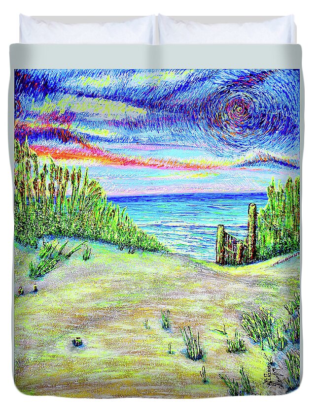 Viktor Duvet Cover featuring the painting Sea Oats #2,dual #2 by Viktor Lazarev