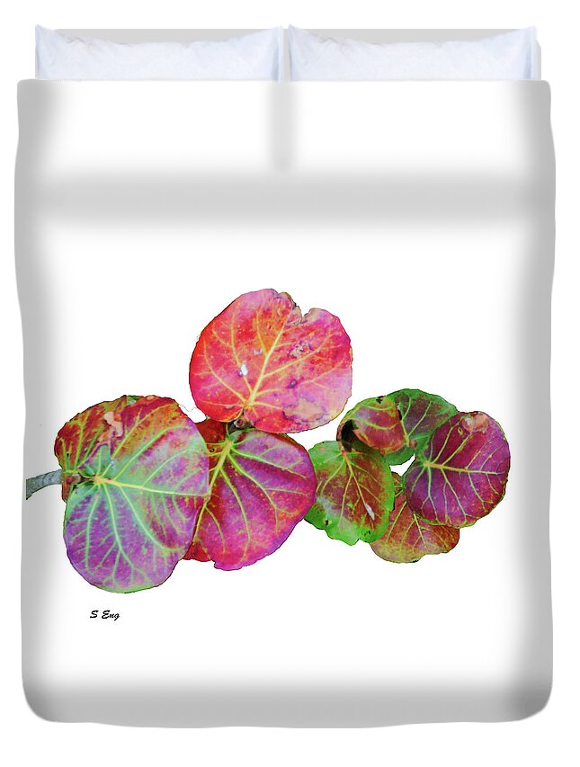 Flowers Duvet Cover featuring the painting Seagrape Leaves 300 by Sharon Williams Eng
