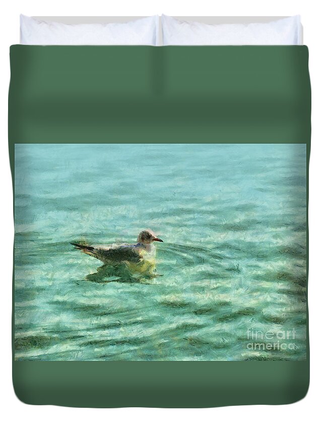 Seagull Duvet Cover featuring the painting Seagull by Alexa Szlavics