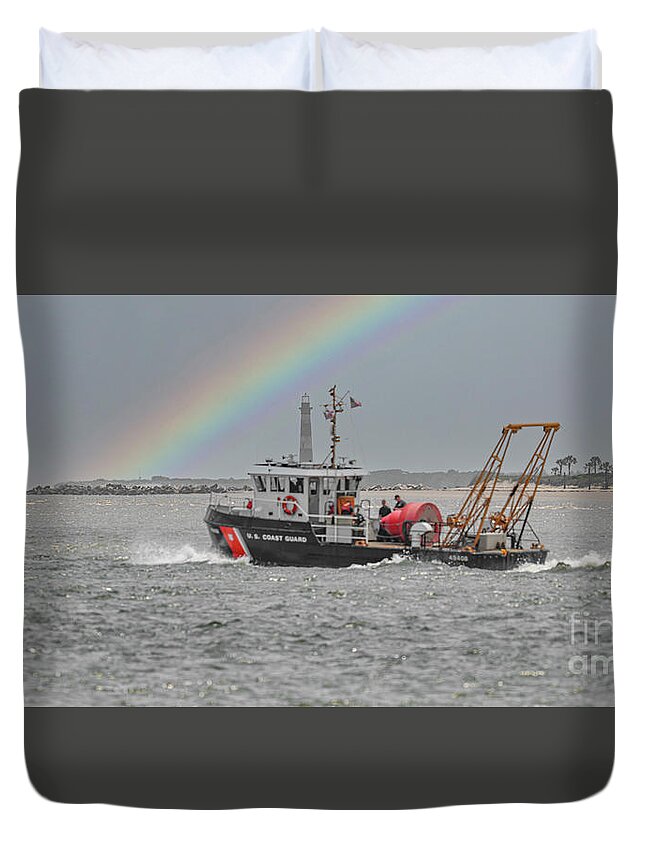 Rainbow Duvet Cover featuring the photograph Searching for the Pot of Gold at the end of the Rainbow by Dale Powell