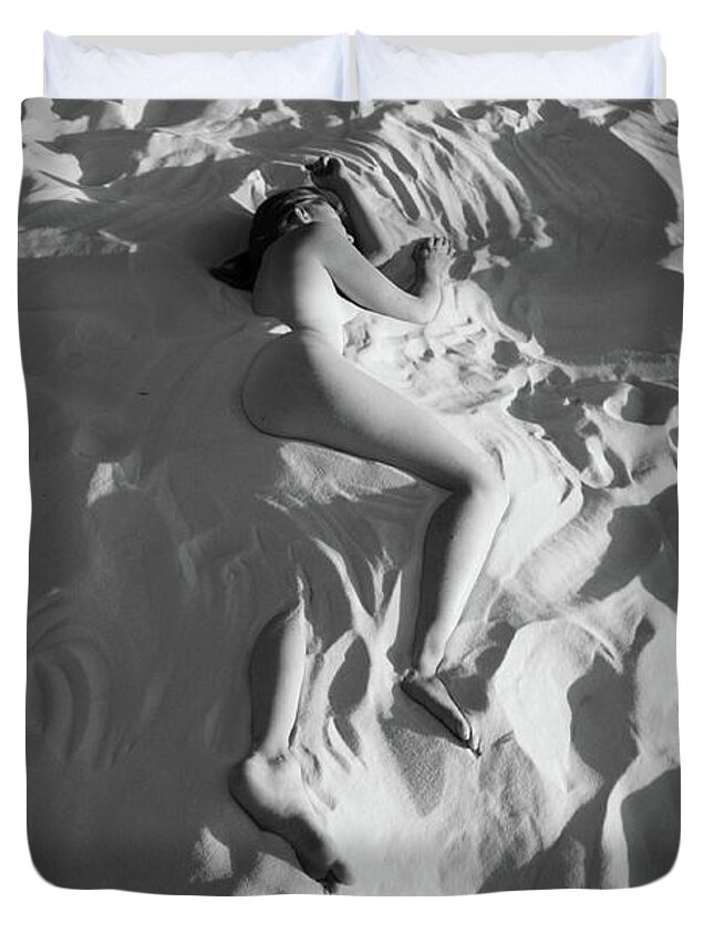 Sand Duvet Cover featuring the photograph Seashell Fragments by Robert WK Clark