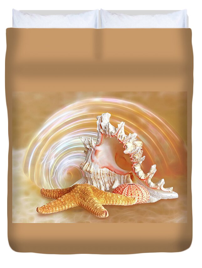 Shell Duvet Cover featuring the photograph Seashell Sandy Paradise by Gill Billington