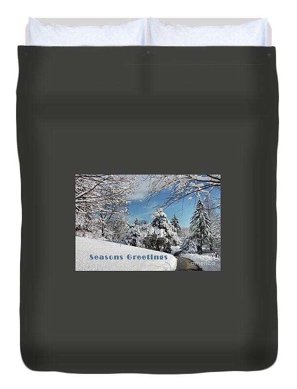  Christmas Duvet Cover featuring the photograph Seasons Greetings Winter Scene by Elaine Manley