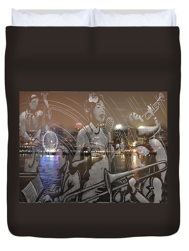 Seattle Duvet Cover featuring the photograph Seattle Jazz Abstract by Jerry Abbott