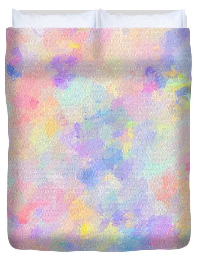 Spring Duvet Cover featuring the painting Secret Garden Colorful Abstract Painting by Modern Art