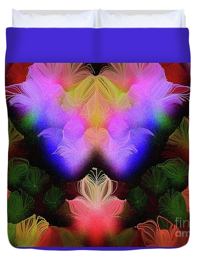 Secrets Duvet Cover featuring the digital art Secrets of the Meadow in the Mist Number 2 by Aberjhani