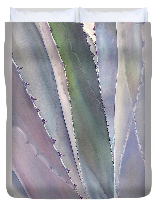 Original Framed Watercolor Painting Duvet Cover featuring the painting Sedona Agave #1 by Sandy Haight