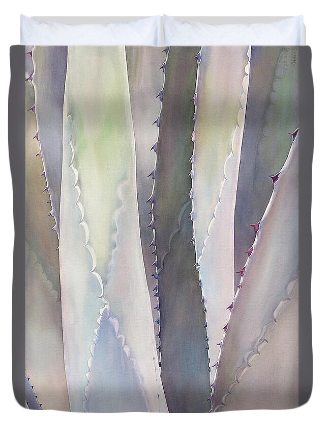 Original Framed Watercolor Duvet Cover featuring the painting Sedona Agave #2 by Sandy Haight