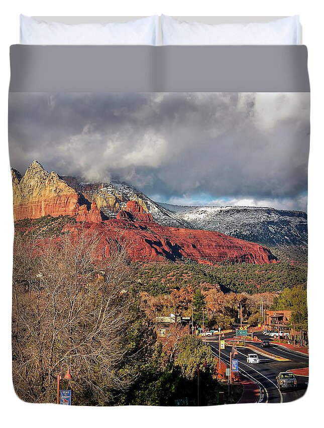 Sedona Duvet Cover featuring the photograph Sedona in Winter by Al Judge