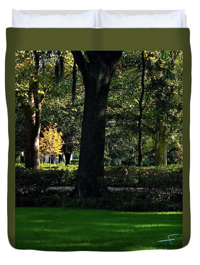 Forsyth Park Duvet Cover featuring the photograph Seen from Afar by Theresa Fairchild