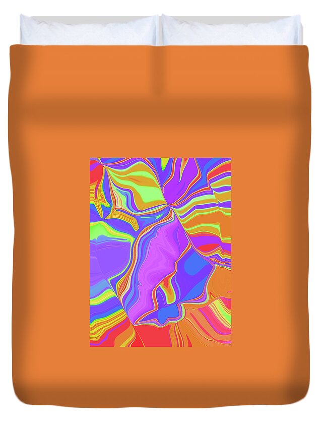 Abstract Duvet Cover featuring the digital art Segments of a Rainbow by Eileen Backman