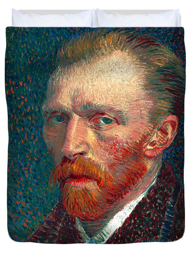 Vincent Van Gogh Duvet Cover featuring the digital art Self portrait by Vincent van Gogh by Vincent van Gogh