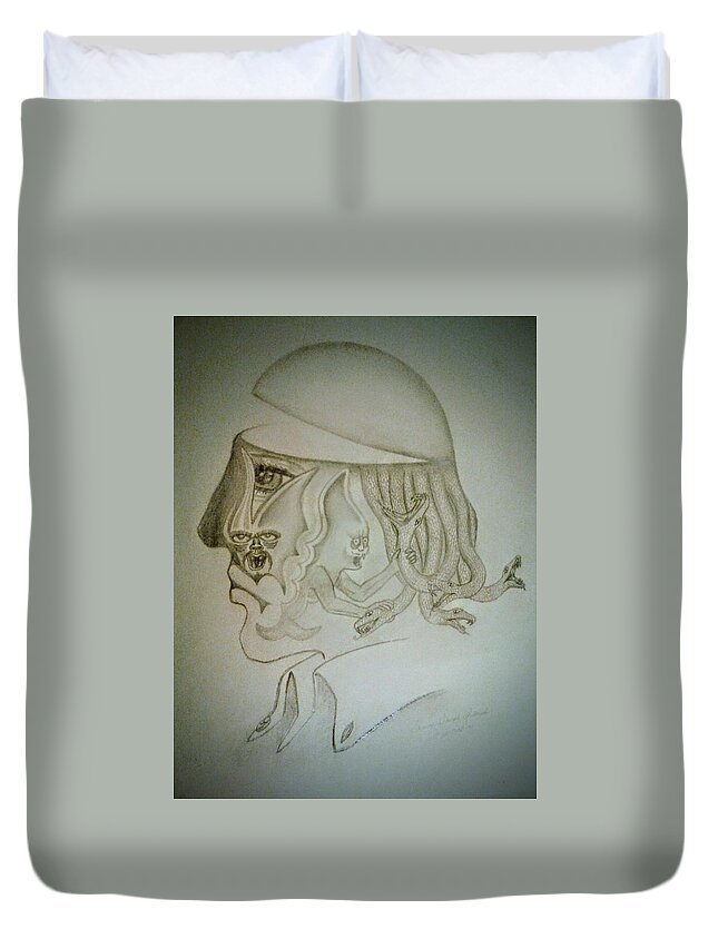 Self Portrait Duvet Cover featuring the painting 1978 Self Portrait I can't explain this my memory is only coming through in waves  by James RODERICK