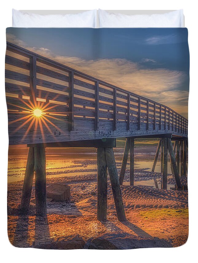 Footbridge Beach Duvet Cover featuring the photograph Sensational Sunrise by Penny Polakoff
