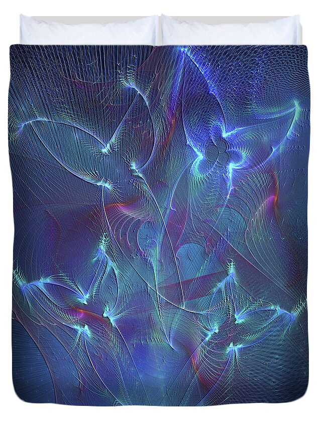 Affordable Art Duvet Cover featuring the digital art Seraphim Blue by Studio B Prints