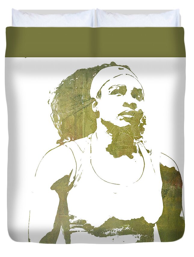 Serena Williams Duvet Cover featuring the mixed media Serena Williams I see You Looking by Brian Reaves