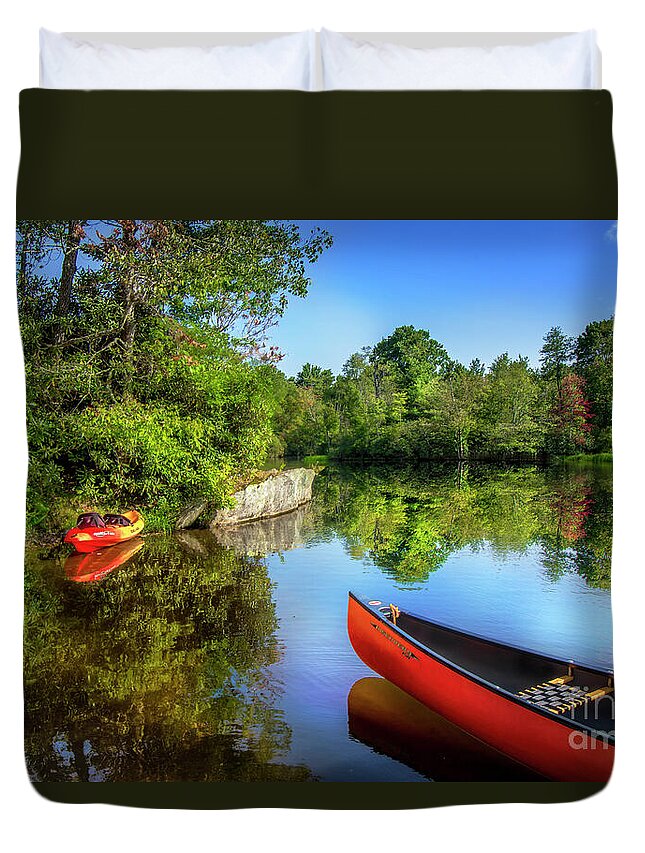 Serenity Duvet Cover featuring the photograph Serenity On Price Lake by Shelia Hunt