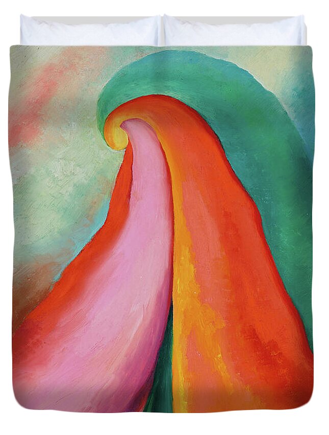 Georgia O'keeffe Duvet Cover featuring the painting Series I. No 1 - Vivid colorful abstract modern painting by Georgia O'Keeffe