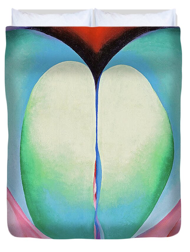 Georgia O'keeffe Duvet Cover featuring the painting Series I. No 8 - Colorful abstract modernist painting by Georgia O'Keeffe