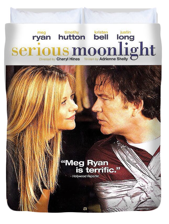 Serious Duvet Cover featuring the mixed media ''Serious Moonlight'', 2009, movie poster by Stars on Art
